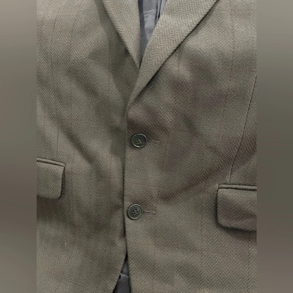 Dayton’s Men’s Suit Jacket Blazer, Green/Brown w/Burgundy Stripe, Wool; Size 38